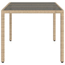 havebord med glastop 150x90x75 cm polyrattan beige