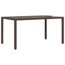 havebord med glastop 150x90x75 cm polyrattan brun