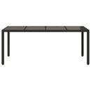 havebord med glastop 150x90x75 cm polyrattan sort