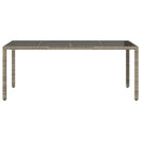 havebord med glastop 190x90x75 cm polyrattan grå