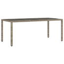 havebord med glastop 190x90x75 cm polyrattan grå