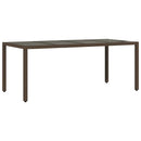 havebord med glastop 190x90x75 cm polyrattan brun