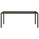 havebord med glastop 190x90x75 cm polyrattan brun