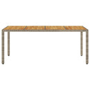havebord med akacietop 190x90x75 cm polyrattan grå