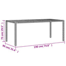 havebord med akacietop 190x90x75 cm polyrattan grå
