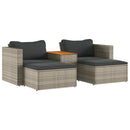 sofasæt 5 dele med hynder polyrattan akacietræ grå