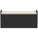 opbevaringsbænk med hynde 115x51x52 cm polyrattan sort