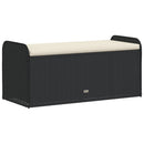 opbevaringsbænk med hynde 115x51x52 cm polyrattan sort