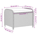 haveskammel med hynde 58x46x46 cm polyrattan sort