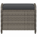 haveskammel med hynde 58x46x46 cm polyrattan grå