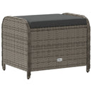 haveskammel med hynde 58x46x46 cm polyrattan grå