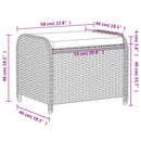 haveskammel med hynde 58x46x46 cm polyrattan grå