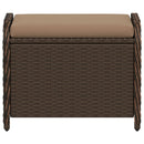 haveskammel med hynde 58x46x46 cm polyrattan brun