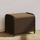 haveskammel med hynde 58x46x46 cm polyrattan brun