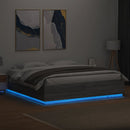 sengeramme med LED-lys 180x200 cm konstrueret træ grå sonoma-eg
