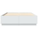 sengeramme med LED-lys 150x200 cm konstrueret træ hvid