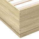 sengeramme med LED-lys 150x200 cm konstrueret træ sonoma-eg