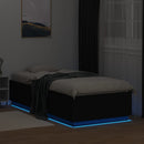 sengeramme med LED-lys 100x200 cm konstrueret træ sort