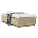 sengeramme med LED-lys 100x200 cm konstrueret træ sonoma-eg