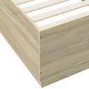 sengeramme med LED-lys 100x200 cm konstrueret træ sonoma-eg
