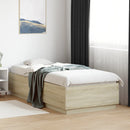 sengeramme med LED-lys 100x200 cm konstrueret træ sonoma-eg