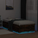 sengeramme med LED-lys 100x200 cm røget egetræsfarve