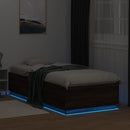 sengeramme med LED-lys 100x200 cm brun egetræsfarve