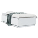 sengeramme med LED-lys 90x200 cm konstrueret træ hvid