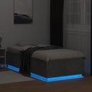 sengeramme med LED-lys 90x200 cm konstrueret træ betongrå