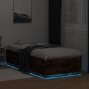 sengeramme med LED-lys 90x200 cm røget egetræsfarve