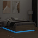 sengeramme med LED-lys 135x190 cm konstrueret træ sonoma-eg