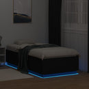 sengeramme med LED-lys 90x190 cm konstrueret træ sort