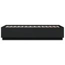 sengeramme med LED-lys 90x190 cm konstrueret træ sort