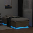 sengeramme med LED-lys 90x190 cm konstrueret træ sonoma-eg