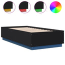 sengeramme med LED-lys 75x190 cm konstrueret træ sort