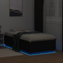 sengeramme med LED-lys 75x190 cm konstrueret træ sort
