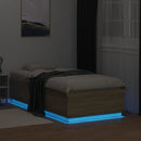 sengeramme med LED-lys 75x190 cm konstrueret træ sonoma-eg
