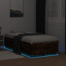 sengeramme med LED-lys 75x190 cm konstrueret træ røget eg