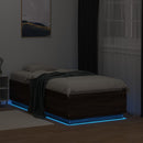 sengeramme med LED-lys 75x190 cm konstrueret træ brunt eg