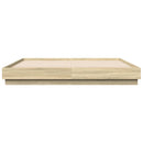 sengeramme med LED-lys 200x200 cm sonoma-eg