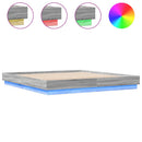 sengeramme med LED-lys 200x200 cm grå sonoma-eg