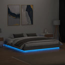 sengeramme med LED-lys 200x200 cm grå sonoma-eg