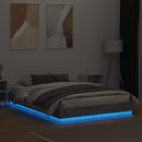 sengeramme med LED-lys 160x200 cm betongrå