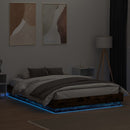 sengeramme med LED-lys 160x200 cm røget egetræsfarve