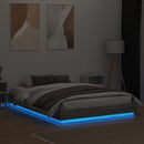 sengeramme med LED-lys 160x200 cm grå sonoma-eg