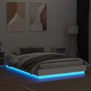 sengeramme med LED-lys 150x200 cm hvid