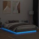 sengeramme med LED-lys 150x200 cm betongrå