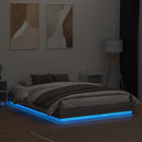 sengeramme med LED-lys 150x200 cm grå sonoma-eg