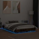 sengeramme med LED-lys 120x190 cm røget egetræsfarve
