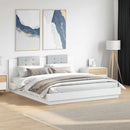 sengeramme med sengegavl 200x200 cm konstrueret træ hvid